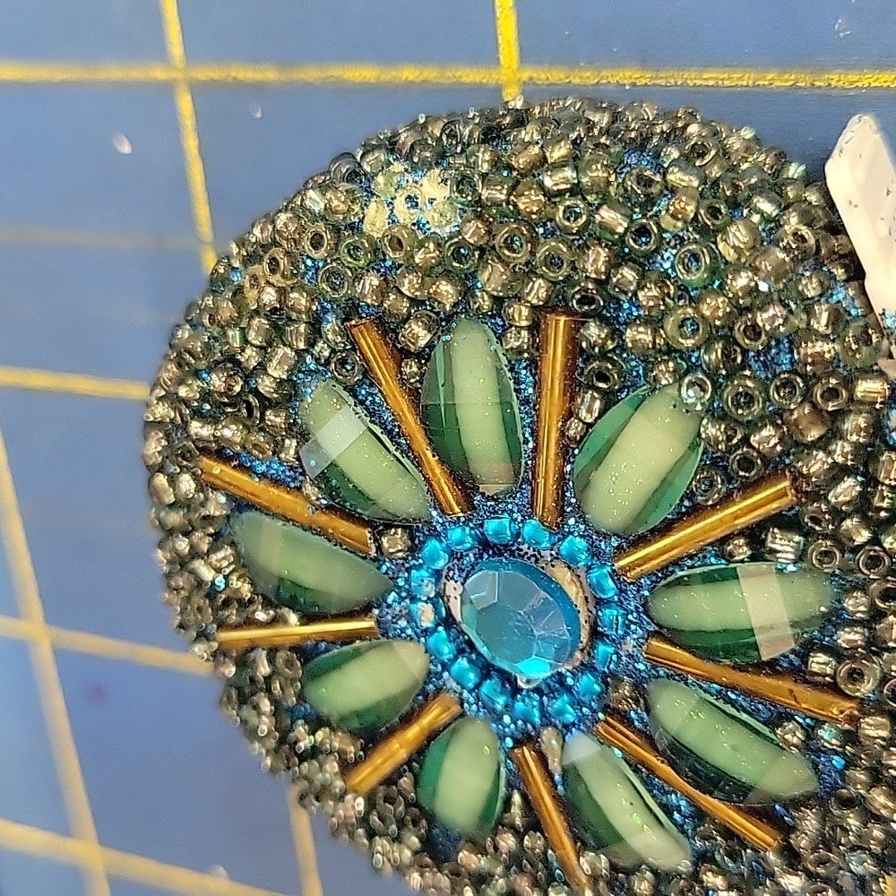 Beaded Tape Measure Teals & Blues